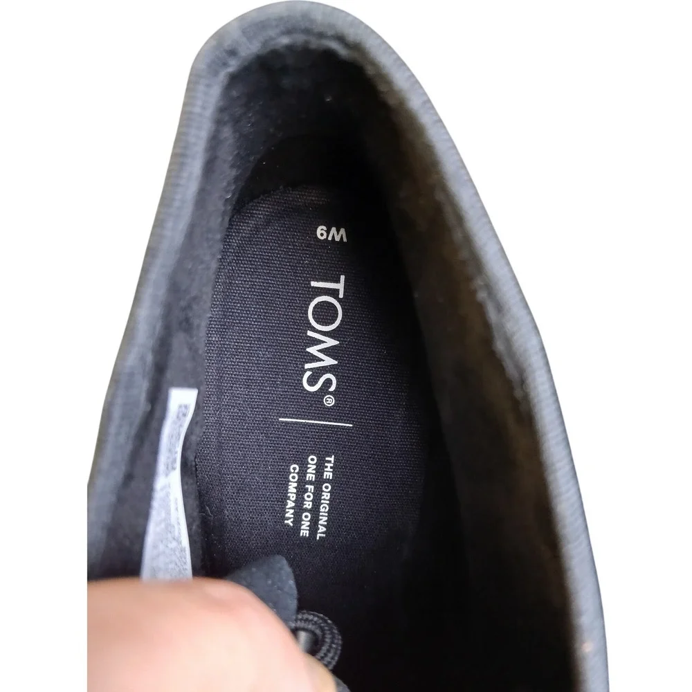 TOMS Kala Black Metallic Multi Glitter Lace Up Wedge Ankle Booties Womens 9